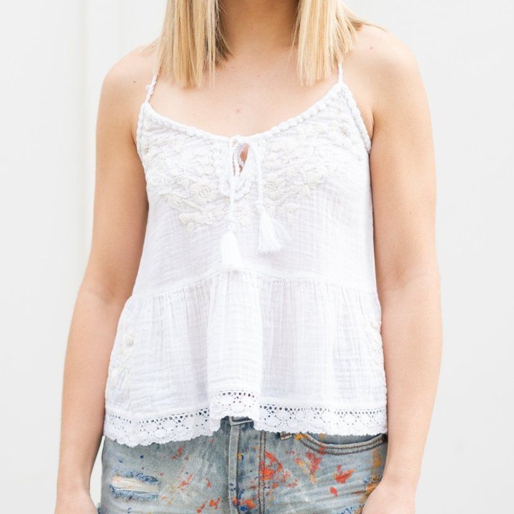 RAGA Sorrento Embroidered Tassel Tank Top Size XS